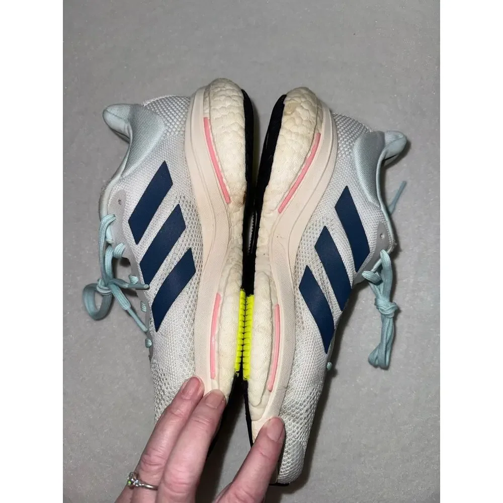 Adidas Woman's Solarglide 5 Running Shoes Cloud White Wonder Steel Beam Pink 8.5